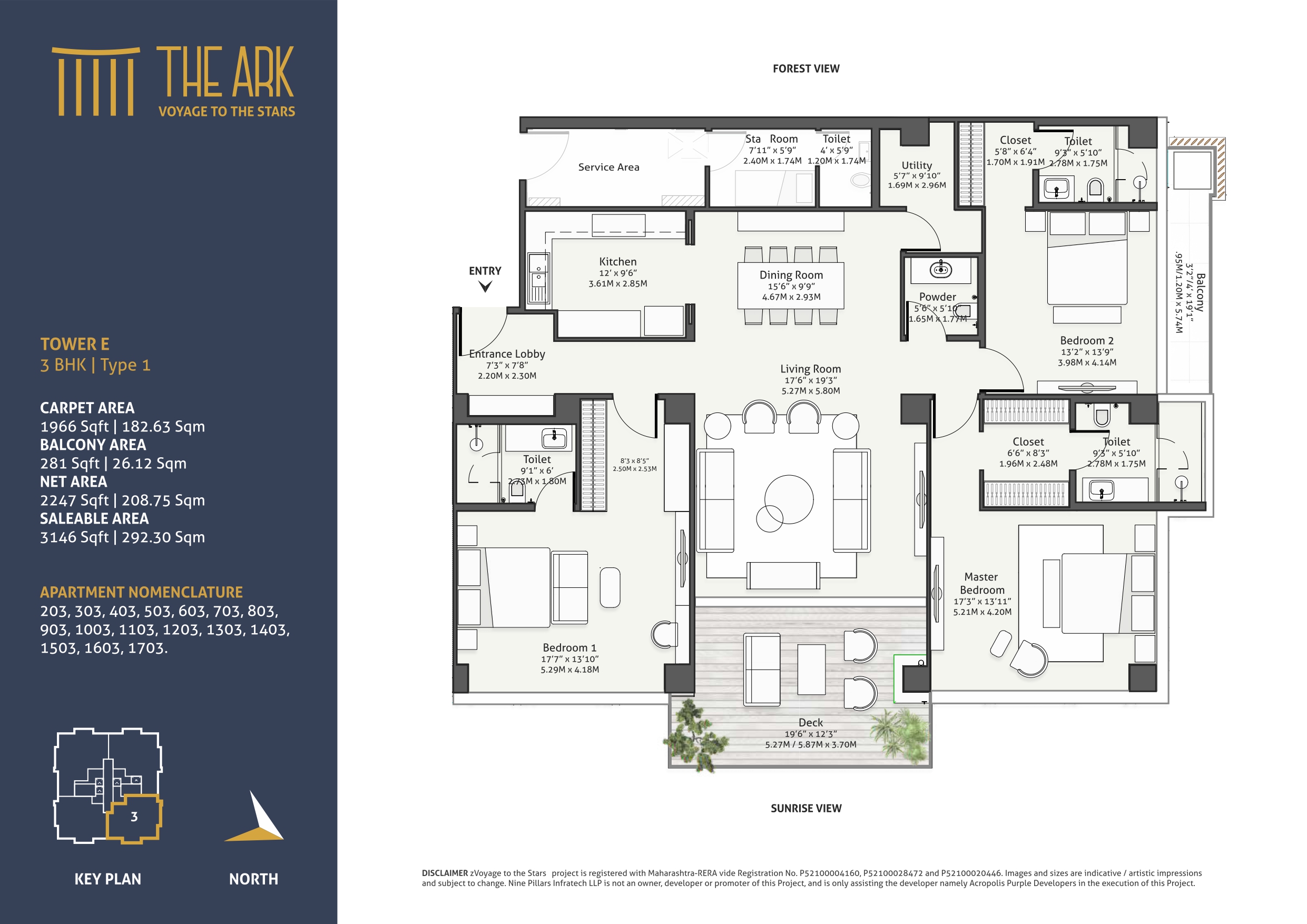 3 BHK TYPE 1 - UNIT 3 - 1,966 SQ. FT.