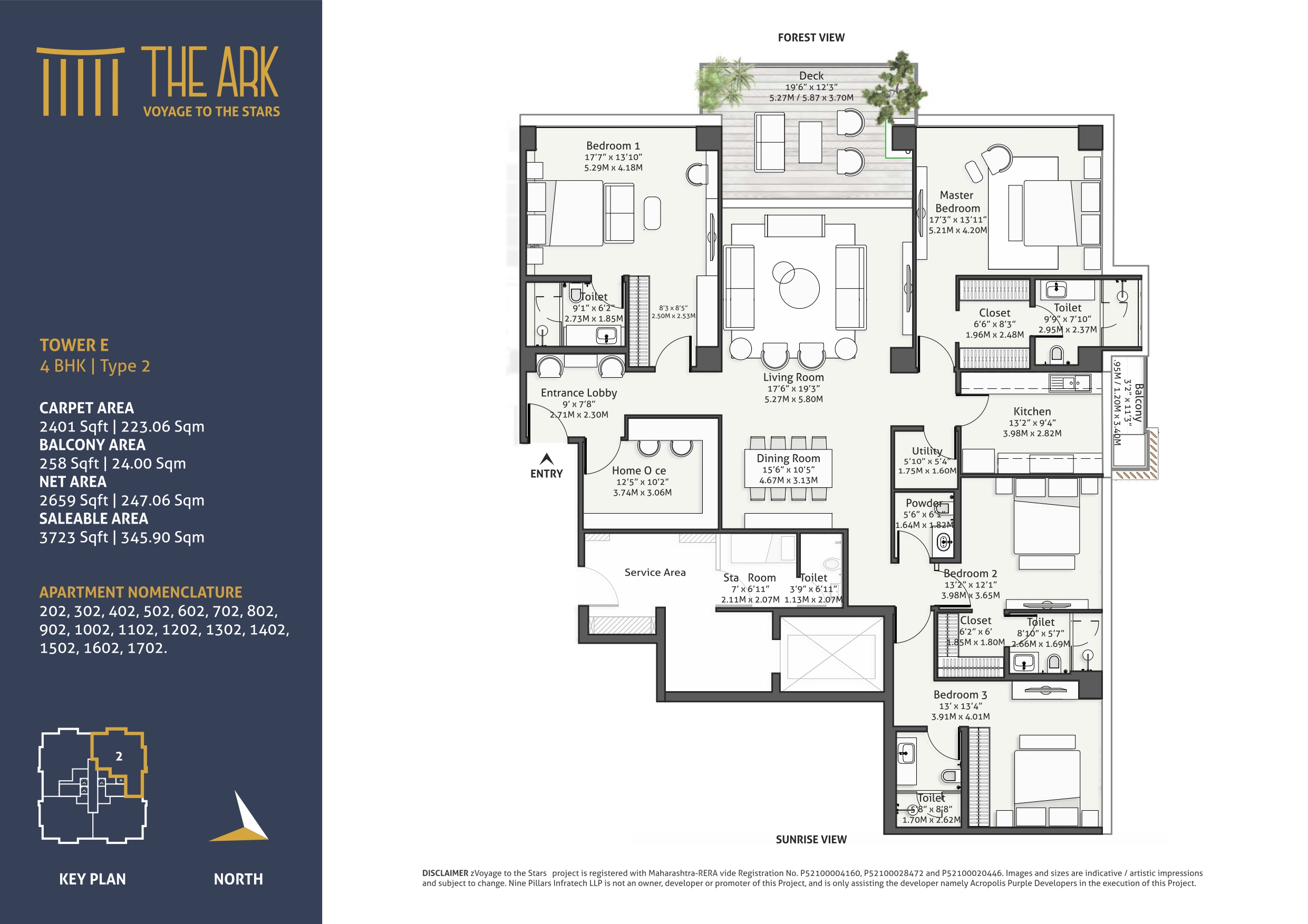 The Ark NIBM, Voyage To The Stars 4 BHK TYPE 2 - UNIT 2 - 2,401 SQ. FT.